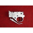 Kidd silver two stage trigger with red straight blade shown with magazine release lever speed (long) 