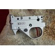 Kidd silver two stage trigger with red straight blade and silver extended (medium) magazine release lever 
