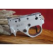 Kidd silver two stage trigger with black straight blade and silver extended (medium) magazine release lever 