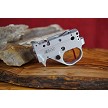 Kidd silver two stage trigger with red curved blade and silver extended (medium) magazine release lever 
